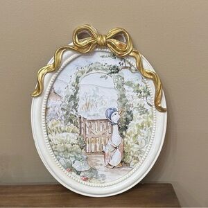 White and Gold Oval Duck Wall Art Plaque